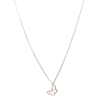 Van Cleef & Arpels 18K Yellow Gold Mother of Pearl Sweet Alhambra Butterfly Pendant Necklace 1 of 7