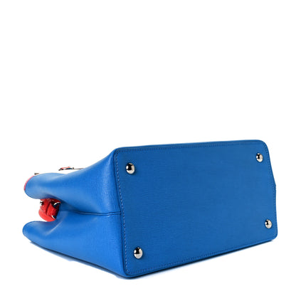 Fendi Vitello Elite Monster Petite 2Jours Tote Blue Royal Papavero Multicolor 4 of 7