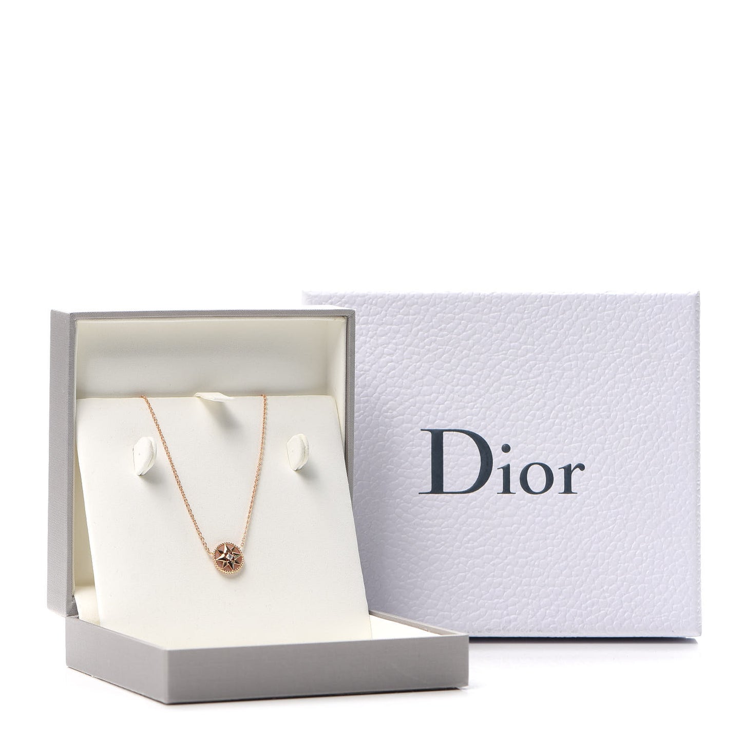 18K Rose Gold Diamond Rose Quartz Rose Des Vents Necklace
