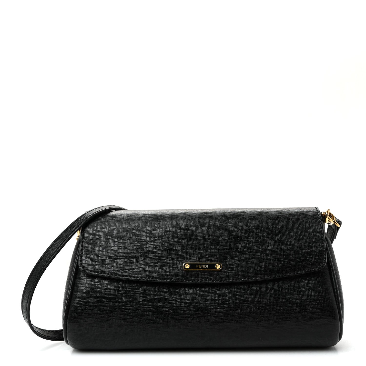 Fendi Vitello Elite Flap Crossbody Bag Black 1 of 19