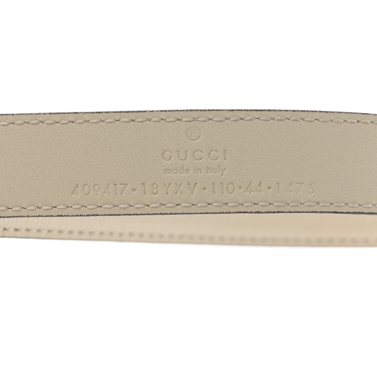 Azalea Calfskin Enamel Monochrome Double G 20mm Belt 110 44 Mystic White