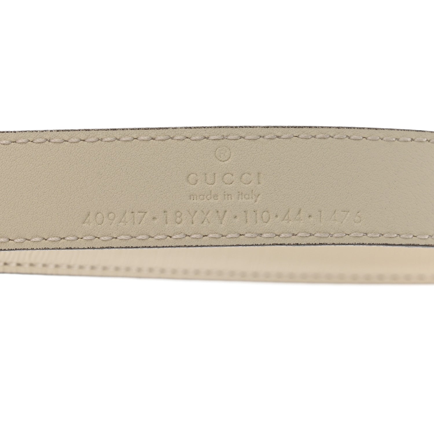 Gucci Azalea Calfskin Enamel Monochrome Double G 20mm Belt 110 44 Mystic White 3 of 6
