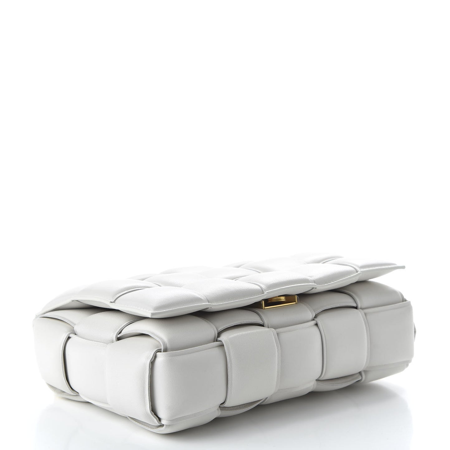 Lambskin Maxi Intreccio Padded Chain Cassette Crossbody Bag White