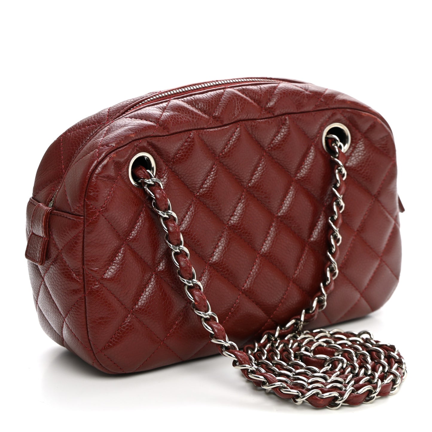 Caviar Quilted Camera Case Burgundy