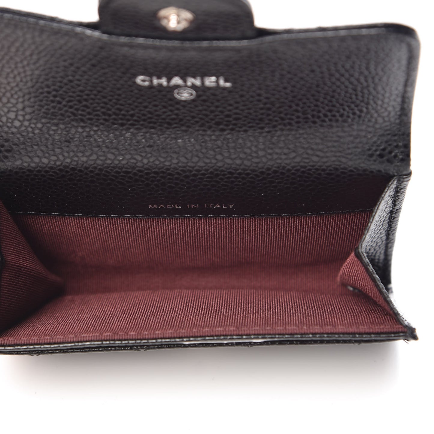 Caviar Quilted Flap Card Holder Black