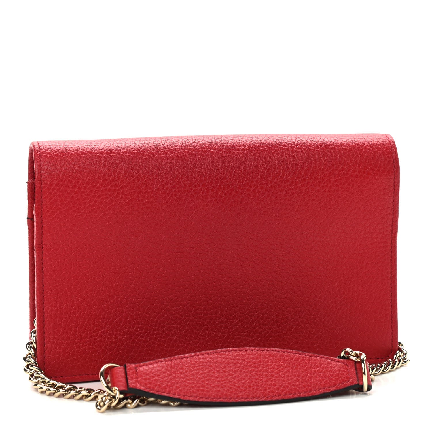 Gucci Pebbled Calfskin Soho Wallet on Chain Hibiscus Red 3 of 8
