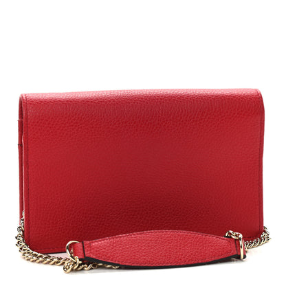 Gucci Pebbled Calfskin Soho Wallet on Chain Hibiscus Red 3 of 8