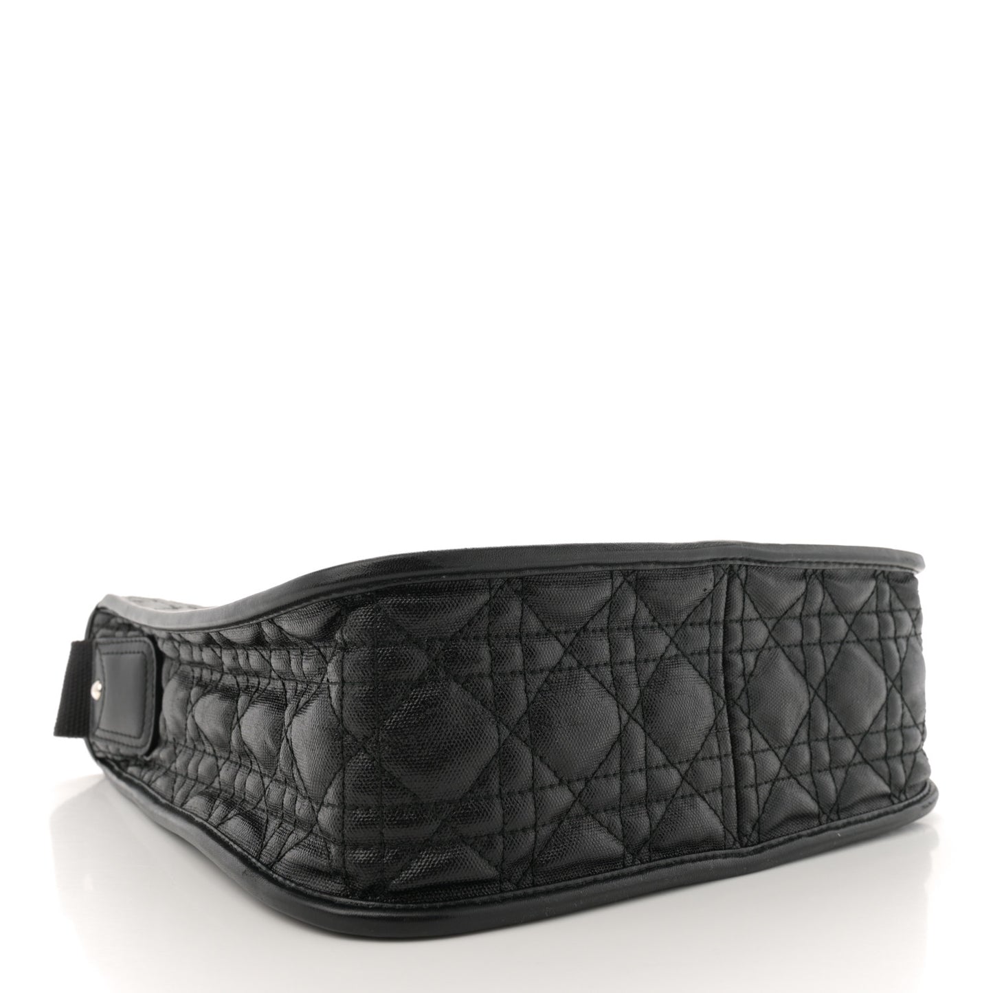 Coated Canvas Cannage Crossbody Bag Black