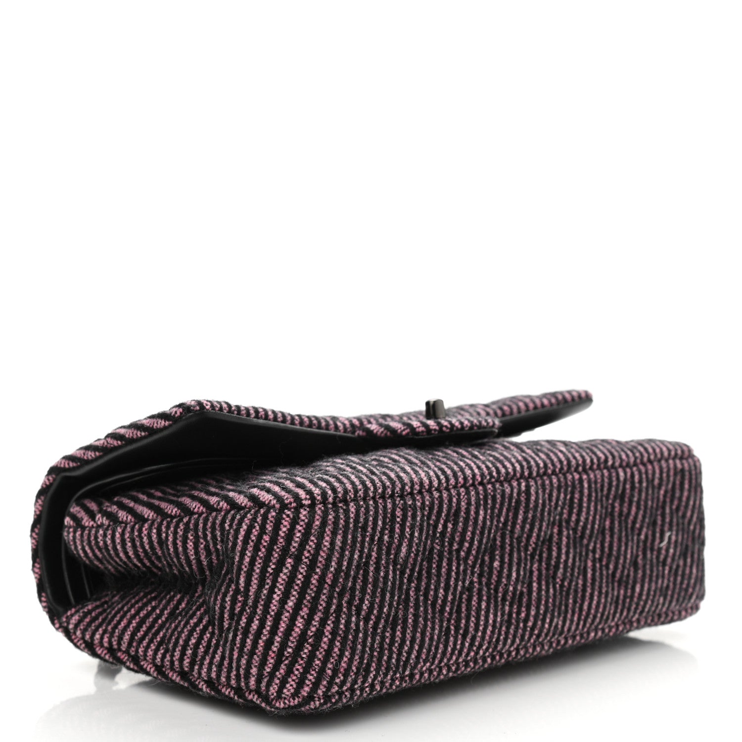 Chanel Wool Tweed Quilted Medium Double Flap Pink Black 4 of 12