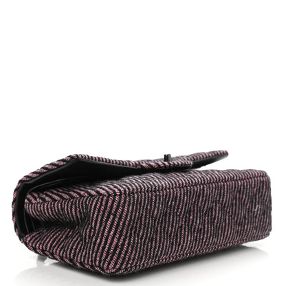 Chanel Wool Tweed Quilted Medium Double Flap Pink Black 4 of 12
