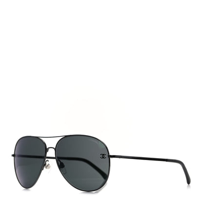 Chanel Metal Aviator CC Sunglasses 4189 T-Q Black 1 of 8