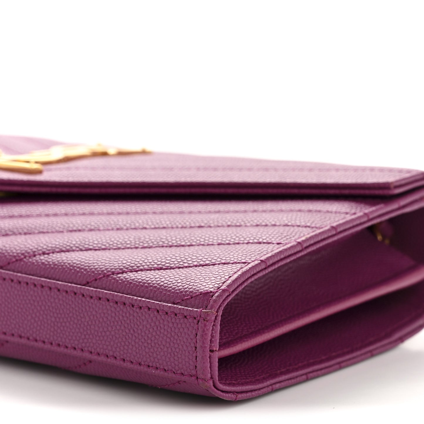 Grain De Poudre Matelasse Chevron Monogram Chain Wallet Dark Grape