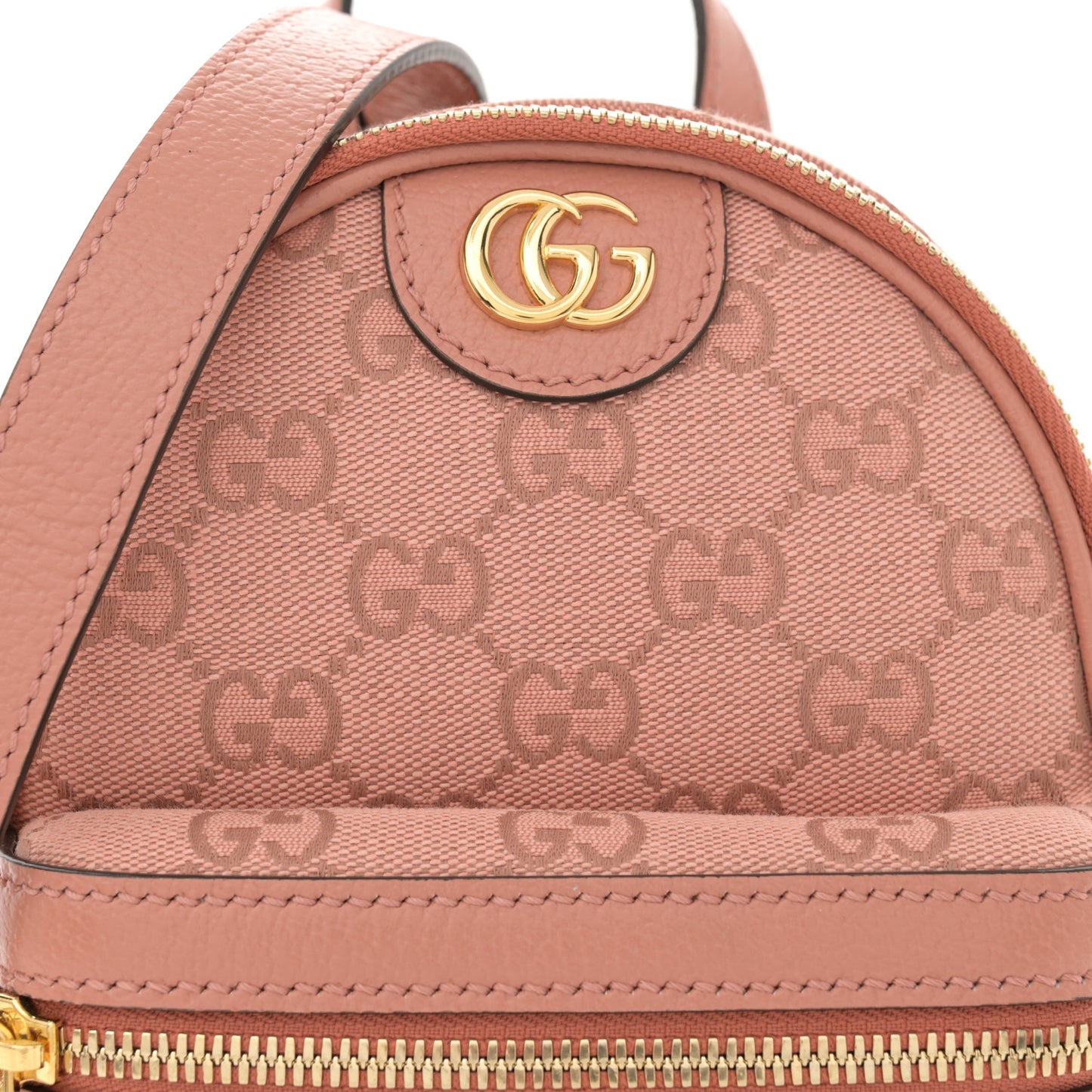 Monogram Textured Dollar Calfskin Mini Ophidia Crossbody Cloche Rose Pink