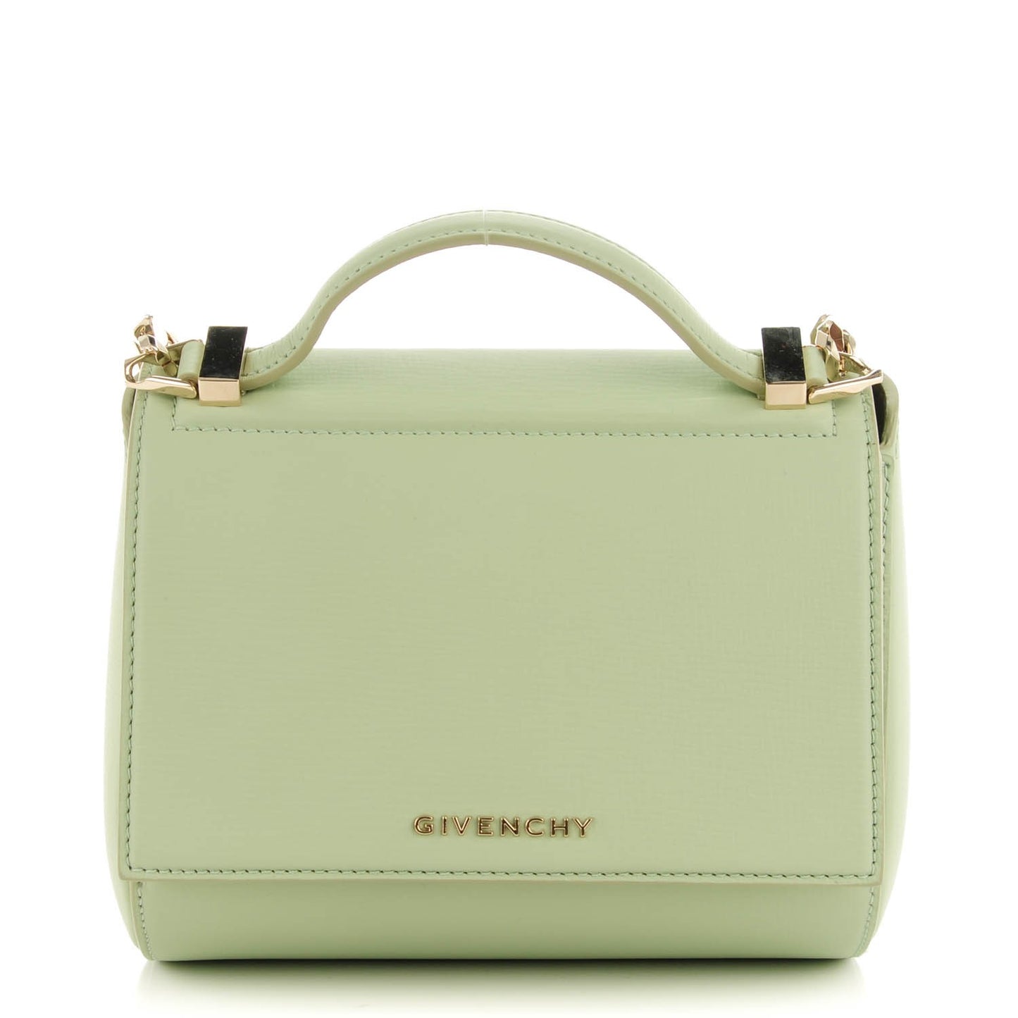 Textured Calfskin Mini Pandora Box Chain Crossbody Bag Aqua Green