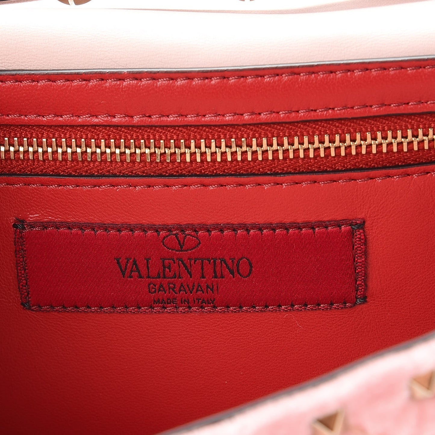 Velvet Rockstud Spike Wallet on Chain Water Rose