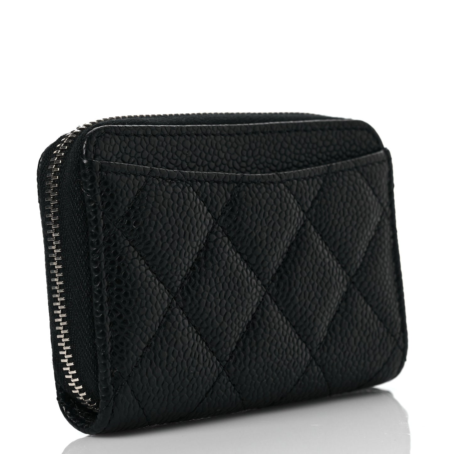 Caviar Quilted Zip Coin Purse Black