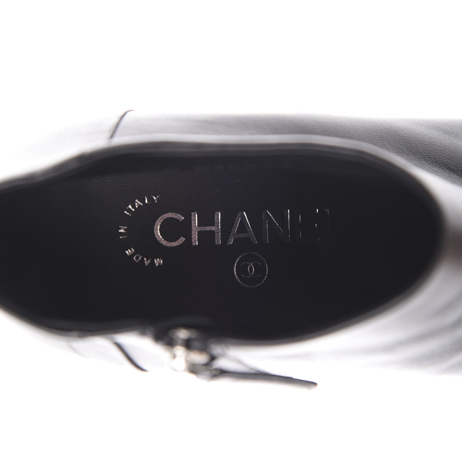 Chanel Lambskin CC Platform Cap Toe Chain Ankle Boots 38.5 Black 6 of 12