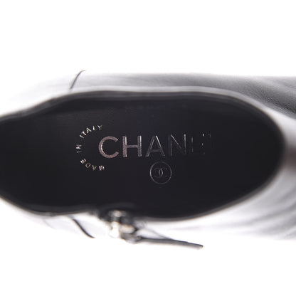 Chanel Lambskin CC Platform Cap Toe Chain Ankle Boots 38.5 Black 6 of 12