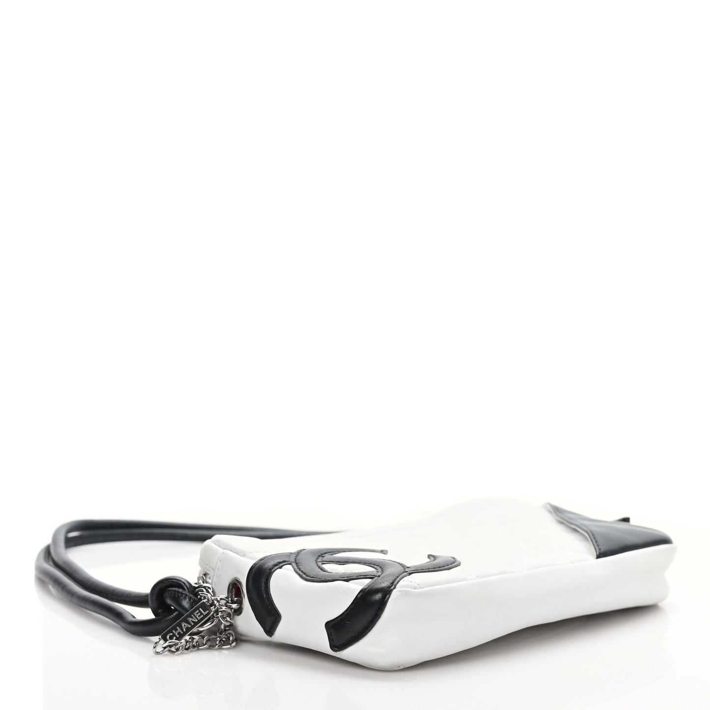 Calfskin Quilted Cambon Pochette White Black