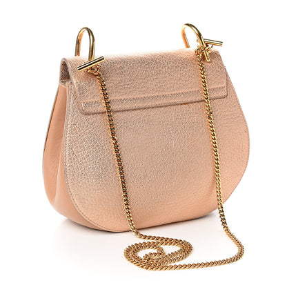Chloe Metallic Grained Goatskin Drew Shoulder Bag Rose Gold 2 of 9