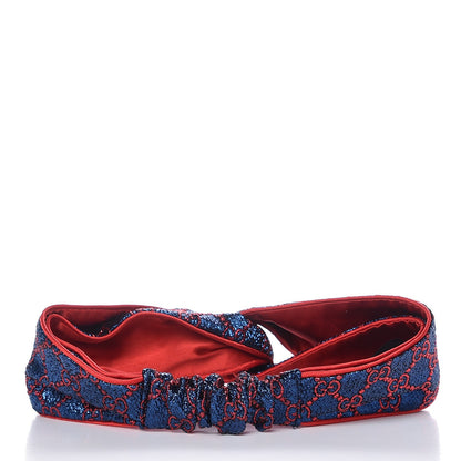Gucci Metallic Lurex Silk GG Supreme Headband Blue Red 3 of 6