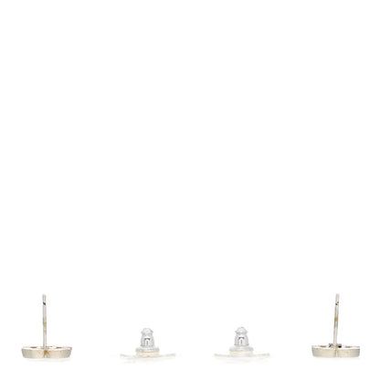 Chanel Resin CC Earrings Silver Black 4 of 6