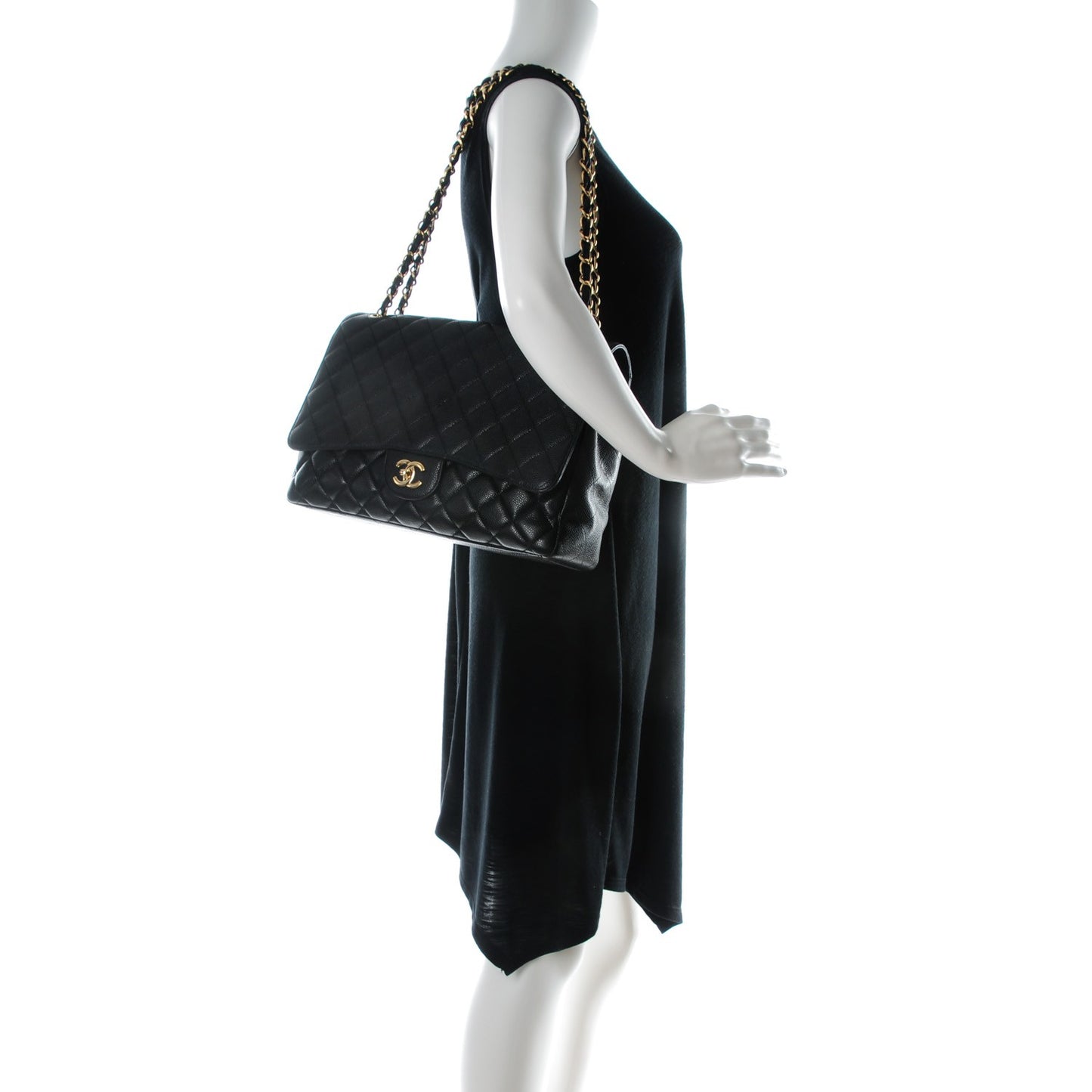Caviar Quilted Maxi Single Flap Black