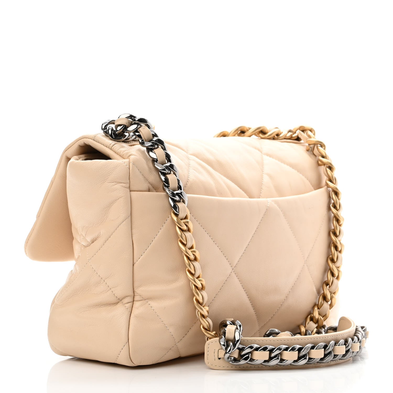 Chanel Lambskin Quilted Large Chanel 19 Flap Beige 3 of 10