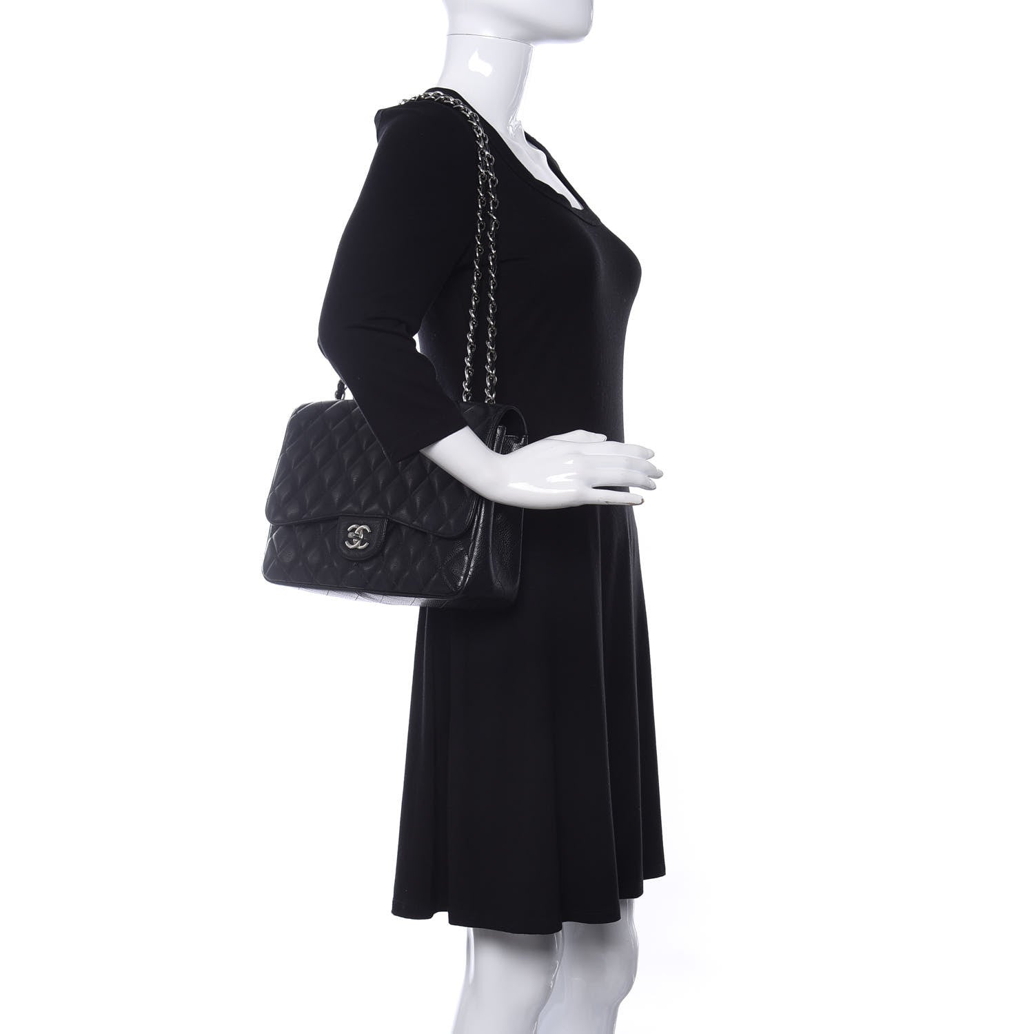 Chanel Caviar Quilted Jumbo Single Flap Black 2 of 10