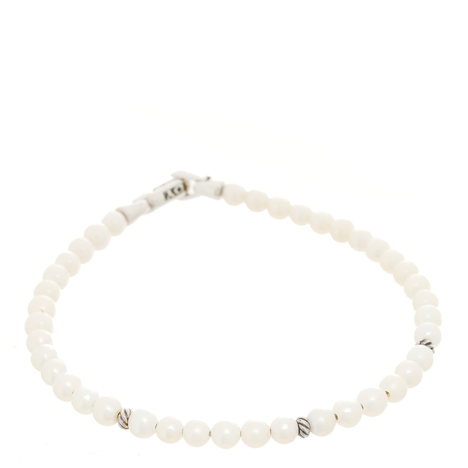 David Yurman Sterling Silver Pearl 4mm Bijoux Spiritual Beads Bracelet 1 of 3