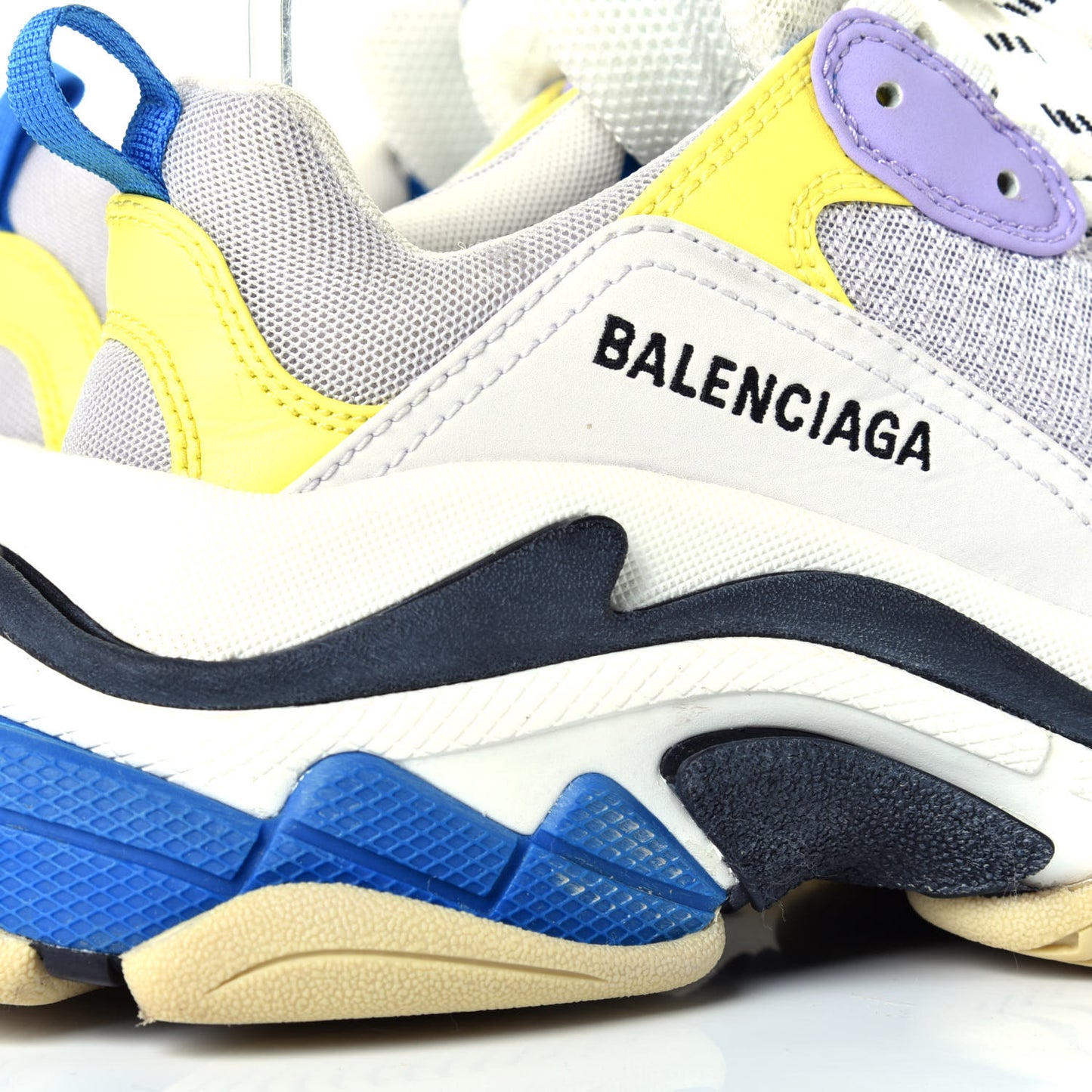 Fabric Mesh Womens Triple S Sneakers 38 White Purple Yellow