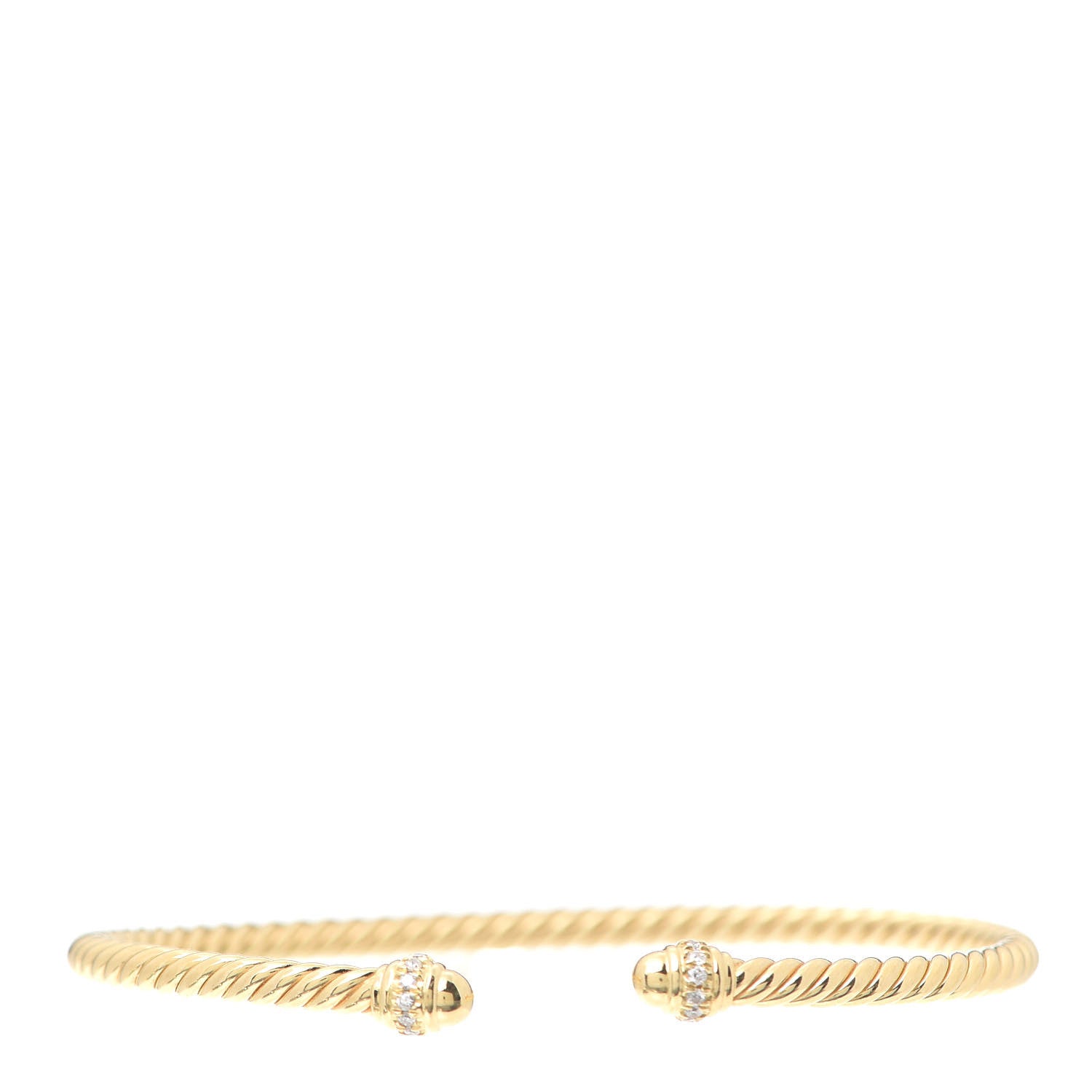David Yurman 18K Yellow Gold Diamond 3mm Cablespira Bracelet 1 of 6