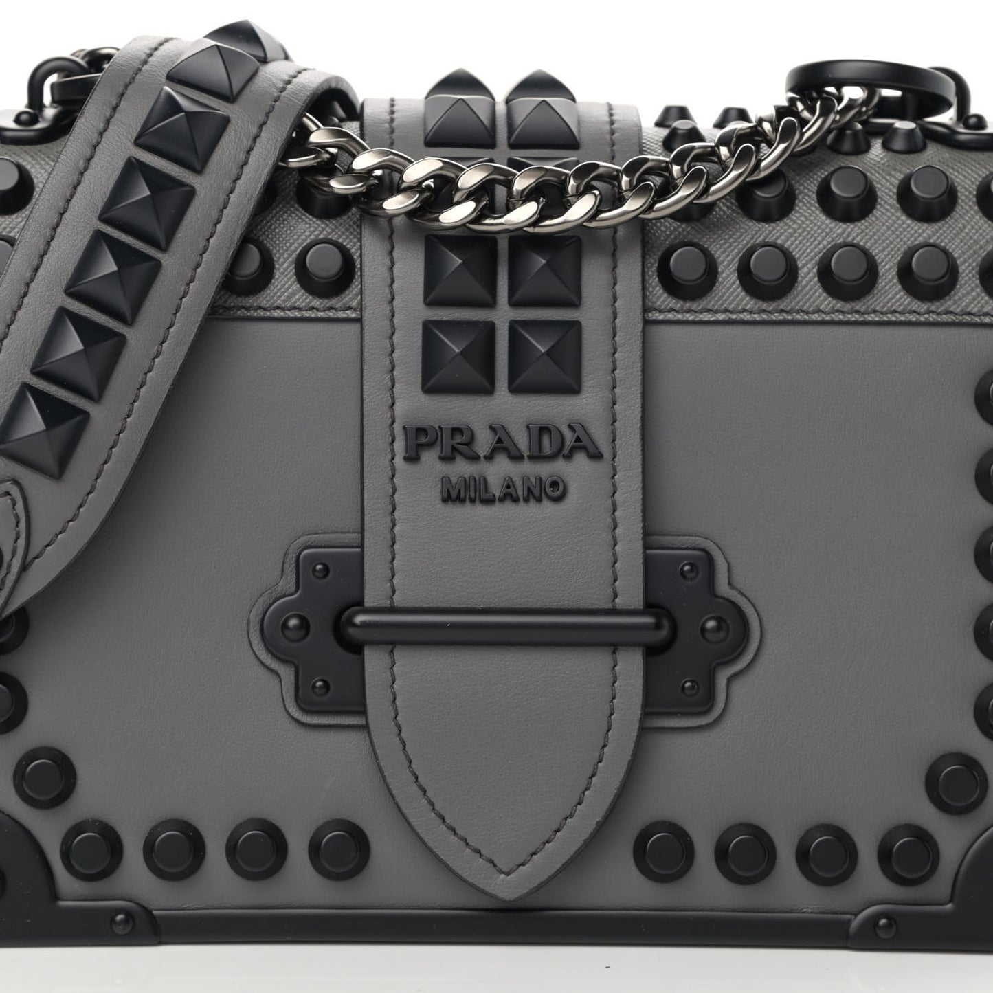 City Calfskin Saffiano Studded Cahier Bag Mercurio