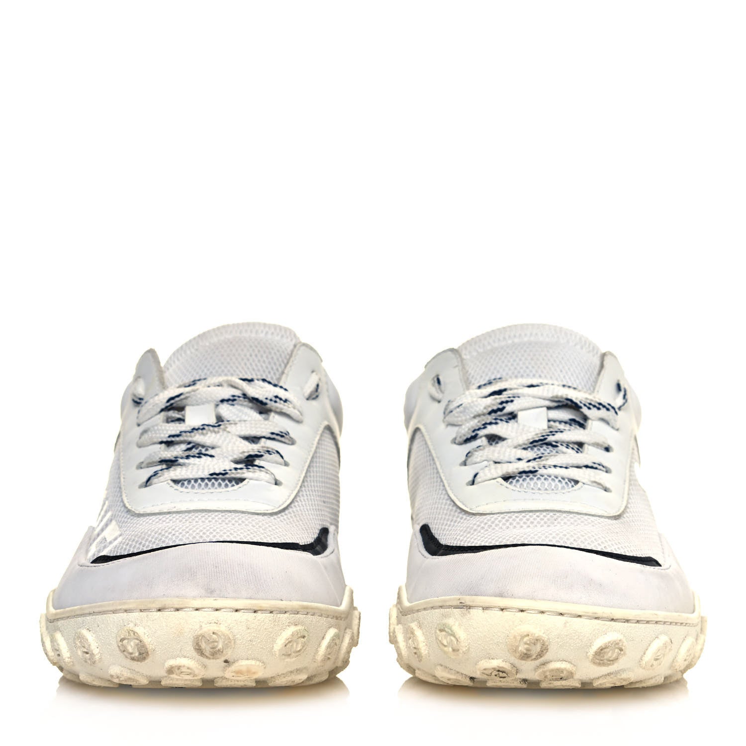 Chanel Calfskin Mesh Lycra Womens Logo Sneakers 39 White 2 of 7