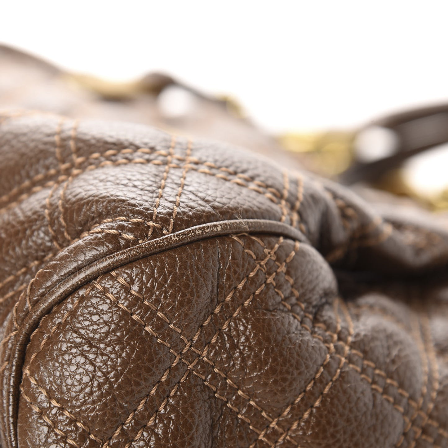 Calfskin Quilted Stam Brown