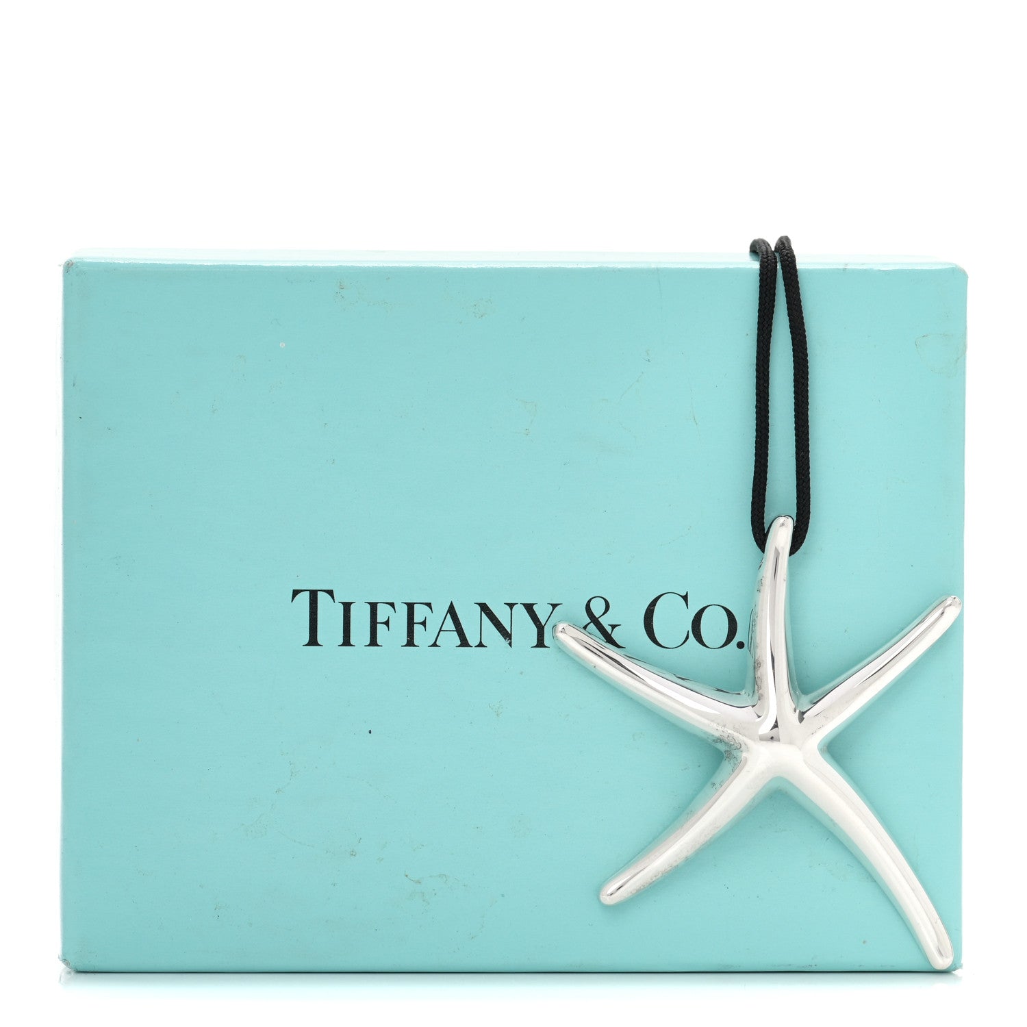 Tiffany Sterling Silver 42mm Elsa Peretti Starfish Pendant Cord Necklace 5 of 5