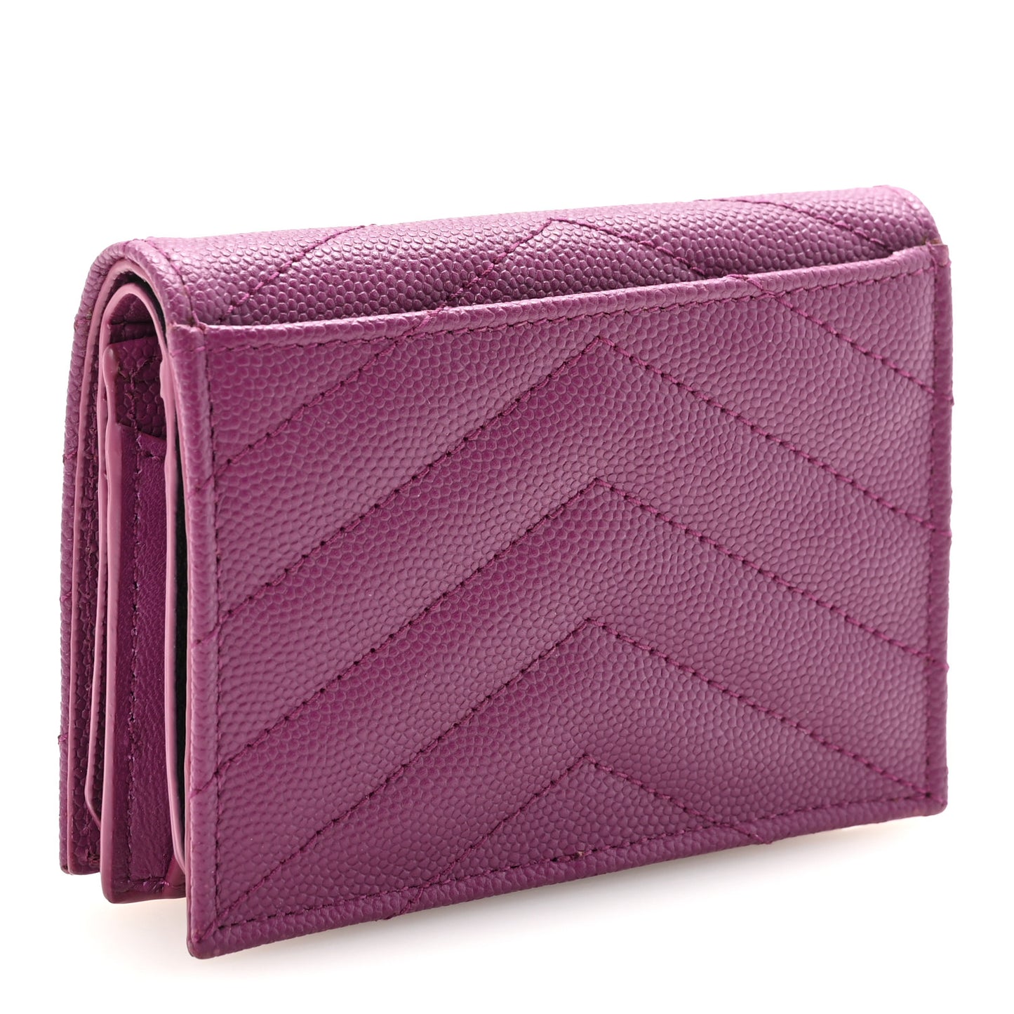 Grain De Poudre Matelasse Chevron Monogram Flap Card Case Dark Grape