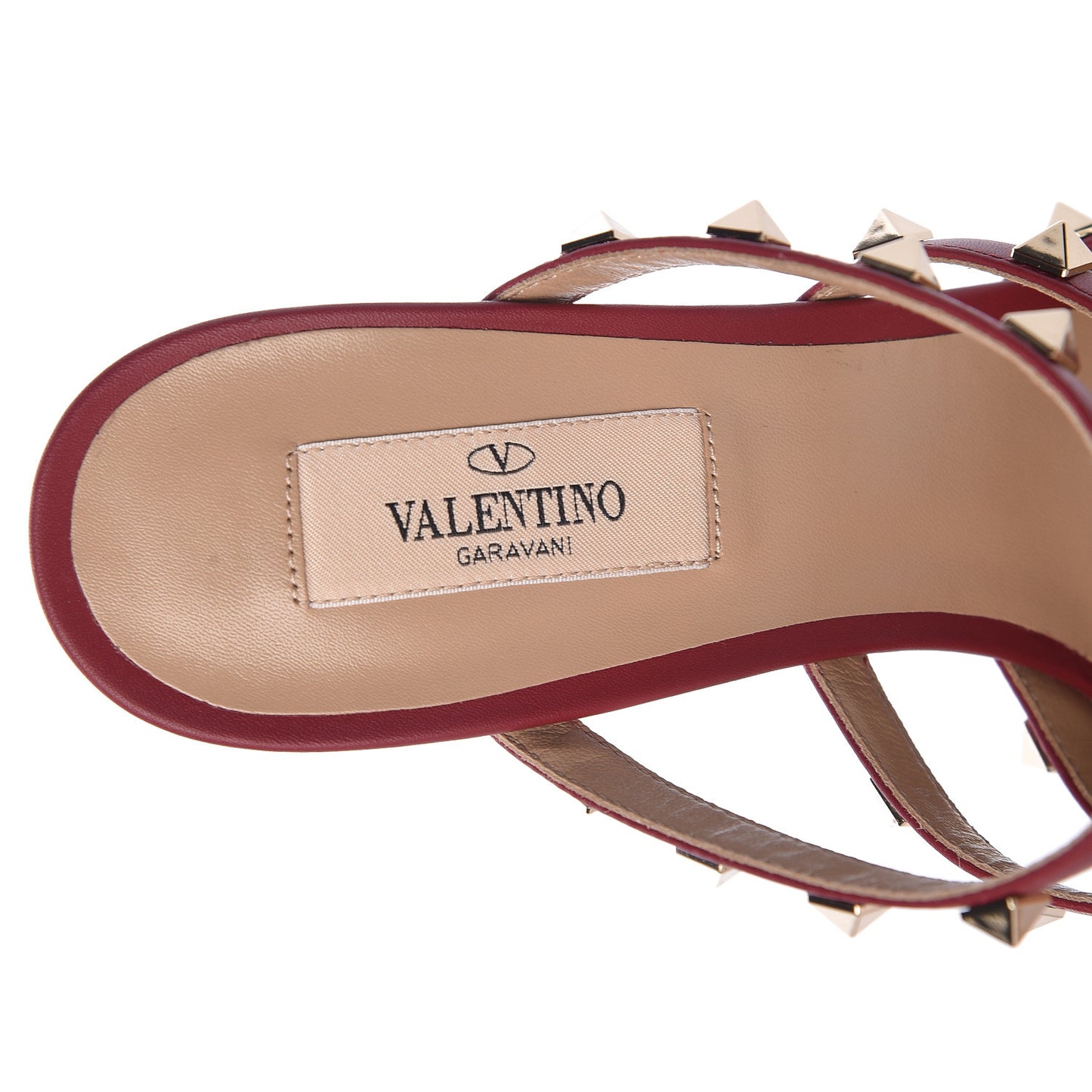 Pebbled Calfskin Rockstud 90mm Cage Mules 38.5 Rubino