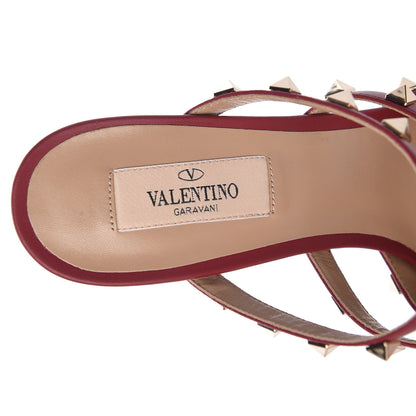 Valentino Garavani Pebbled Calfskin Rockstud 90mm Cage Mules 38.5 Rubino 6 of 8