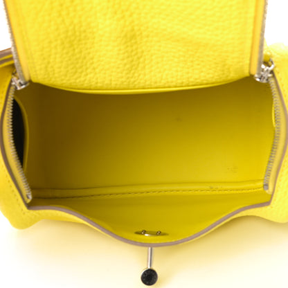 Hermes Taurillon Clemence Mini Lindy 20 Lime 4 of 5