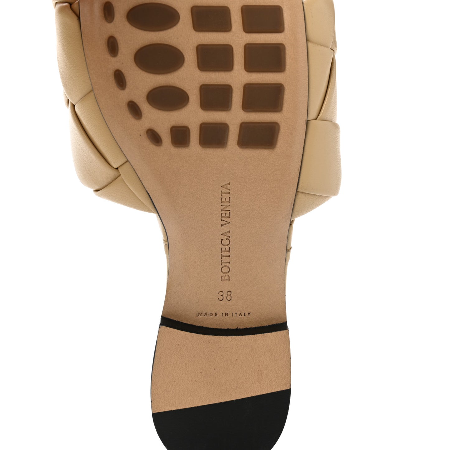 Nappa Maxi Intrecciato Lido Flat Sandals 38 Cane Sugar