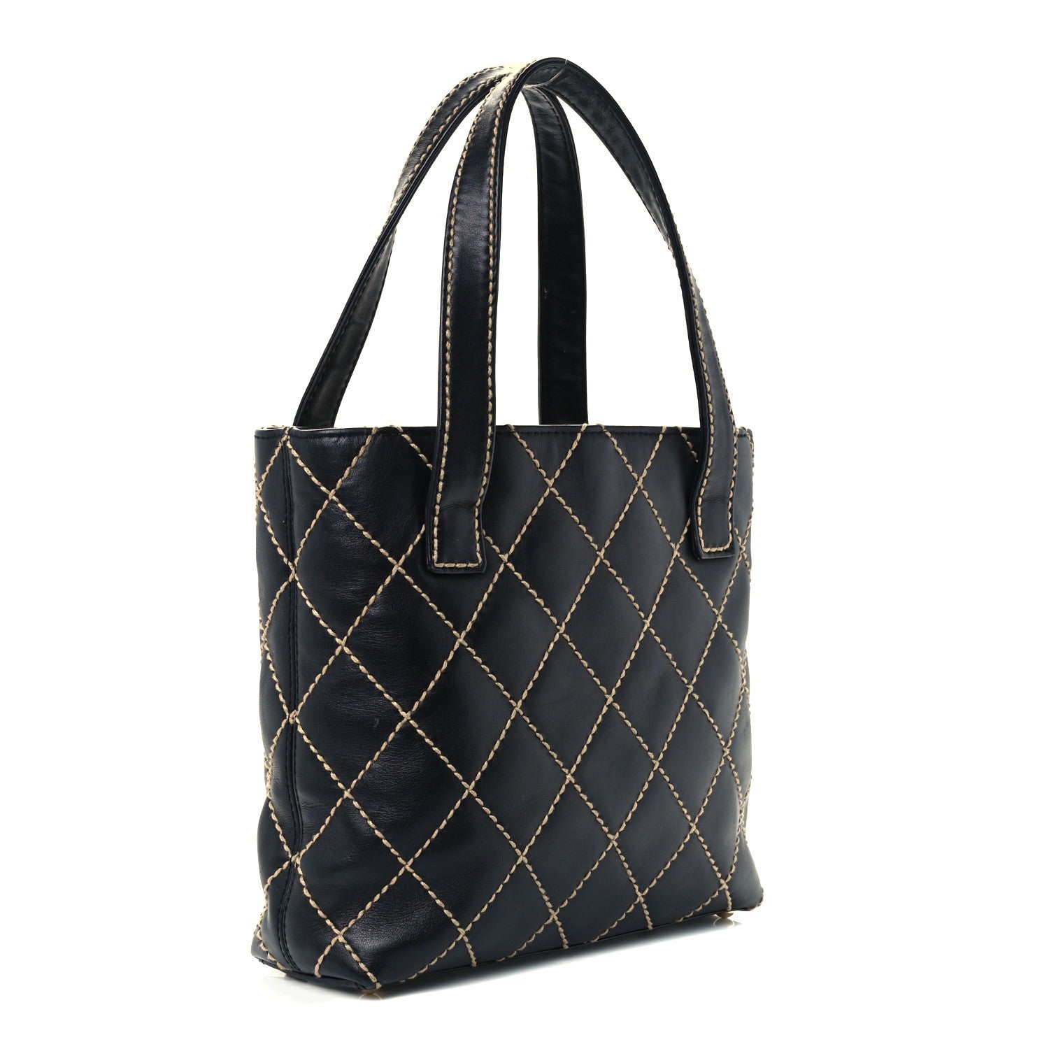Chanel Calfskin Contrast Stitch Surpique Tote Black 3 of 10