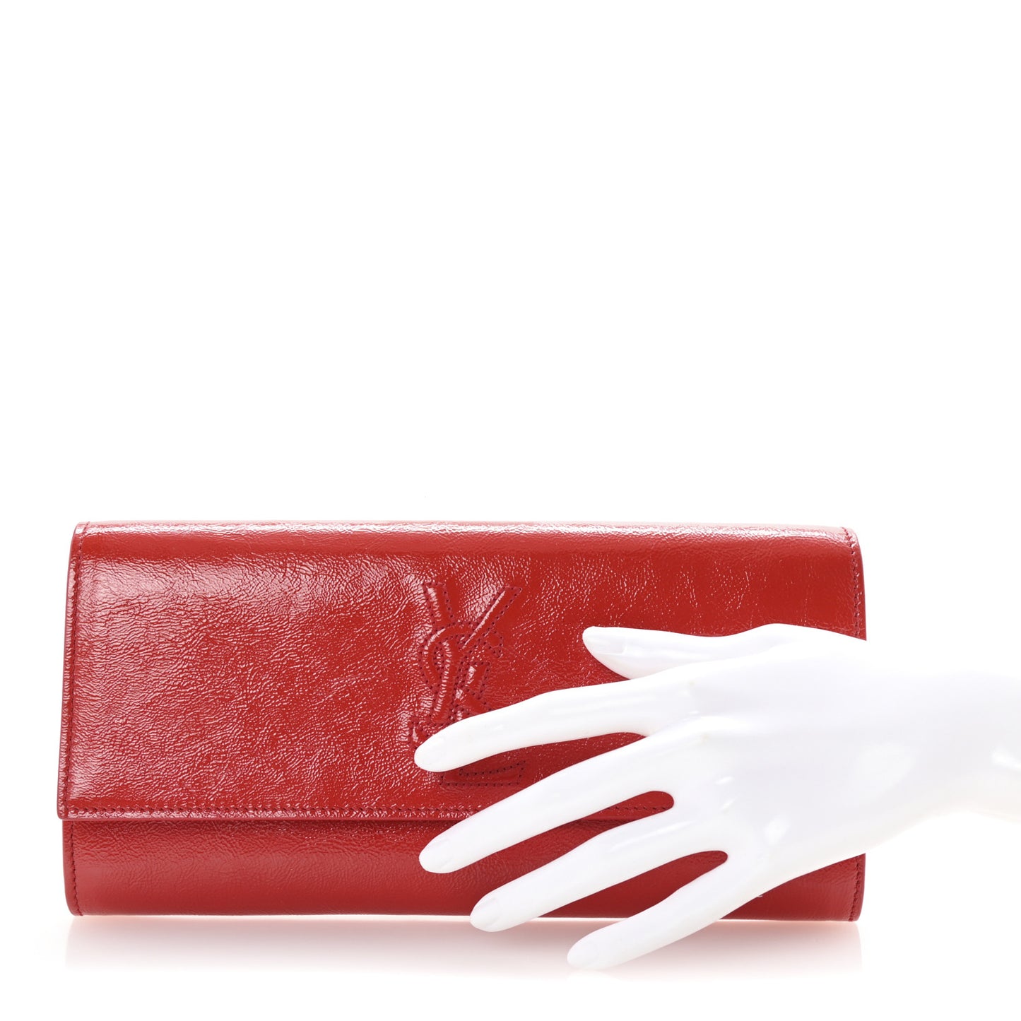 Textured Patent Monogram Belle De Jour Clutch Red