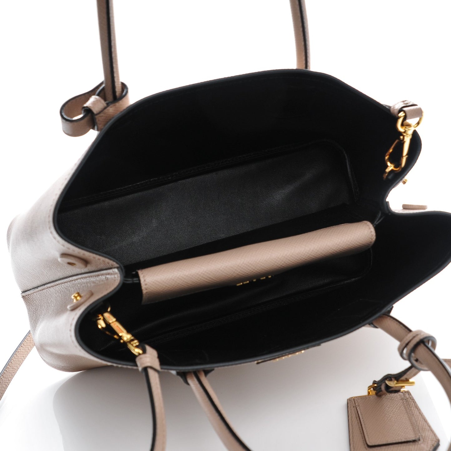 Saffiano Cuir Small Double Bag Cammeo Nero Black