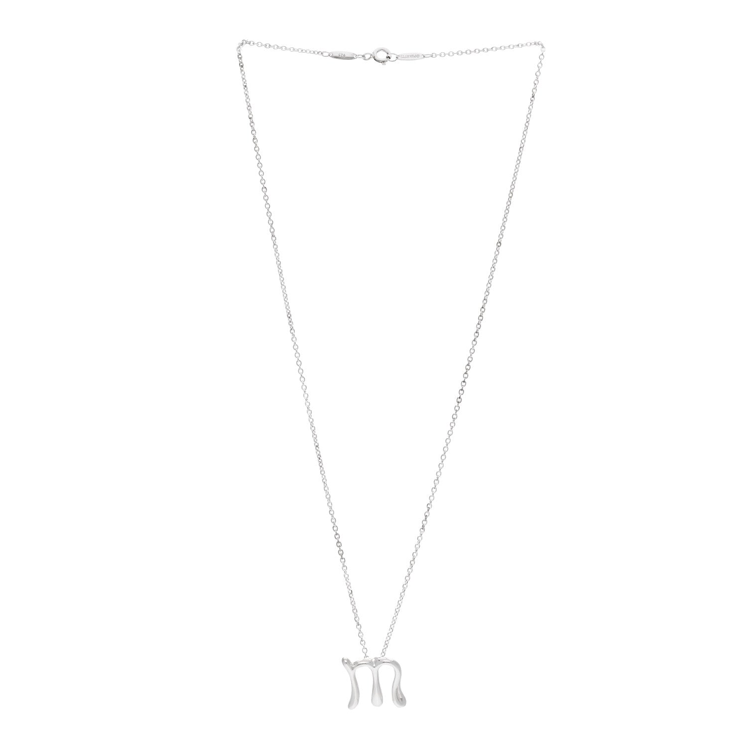 Tiffany Sterling Silver Elsa Peretti Letter M Pendant Necklace 3 of 6