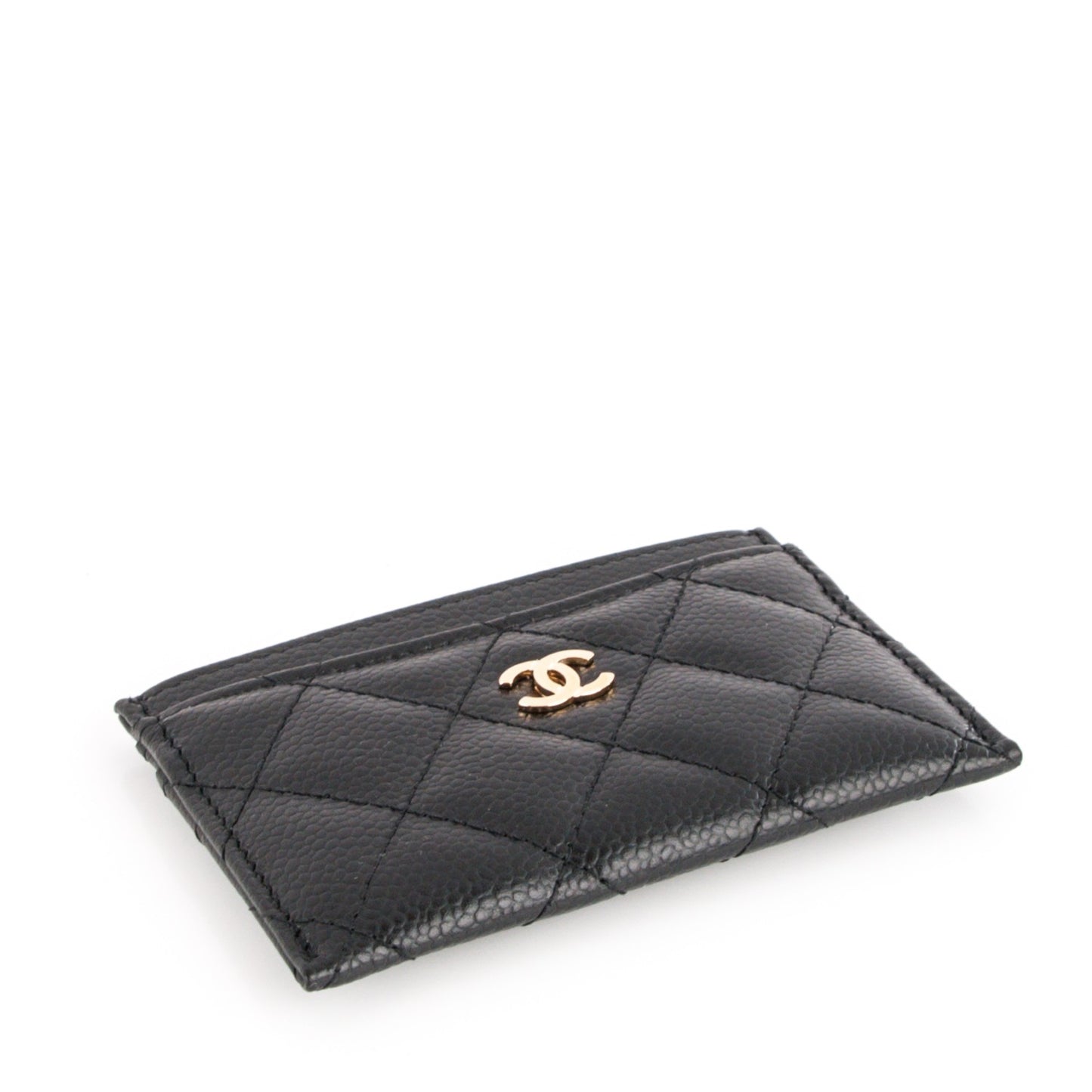 Caviar Quilted Card Holder Black