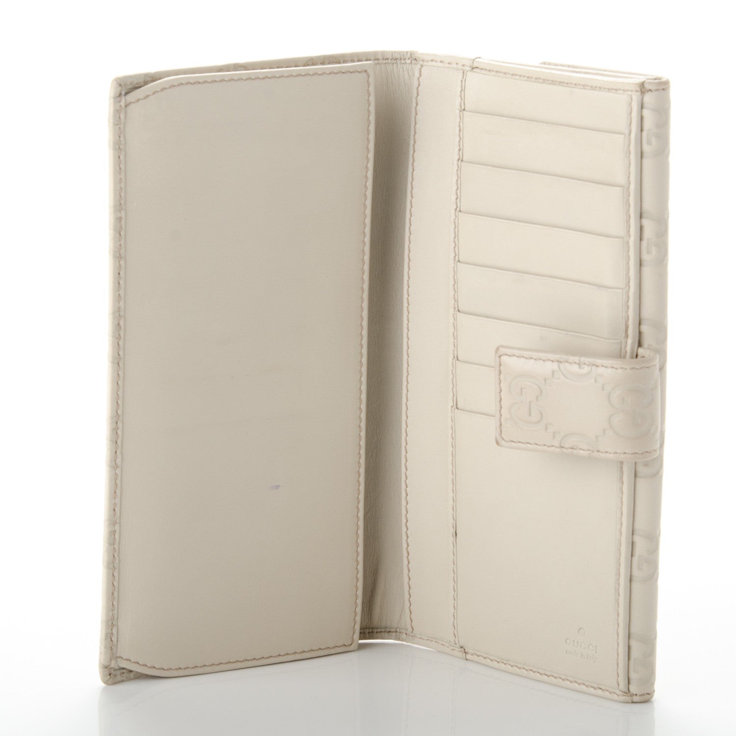 Gucci Guccissima Margaux Calfskin Metal Bar Continental Flap Wallet Mystic White 5 of 7
