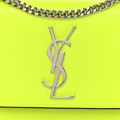 Saint Laurent Patent Grain de Poudre Small Monogram Kate Satchel Neon Yellow 7 of 10