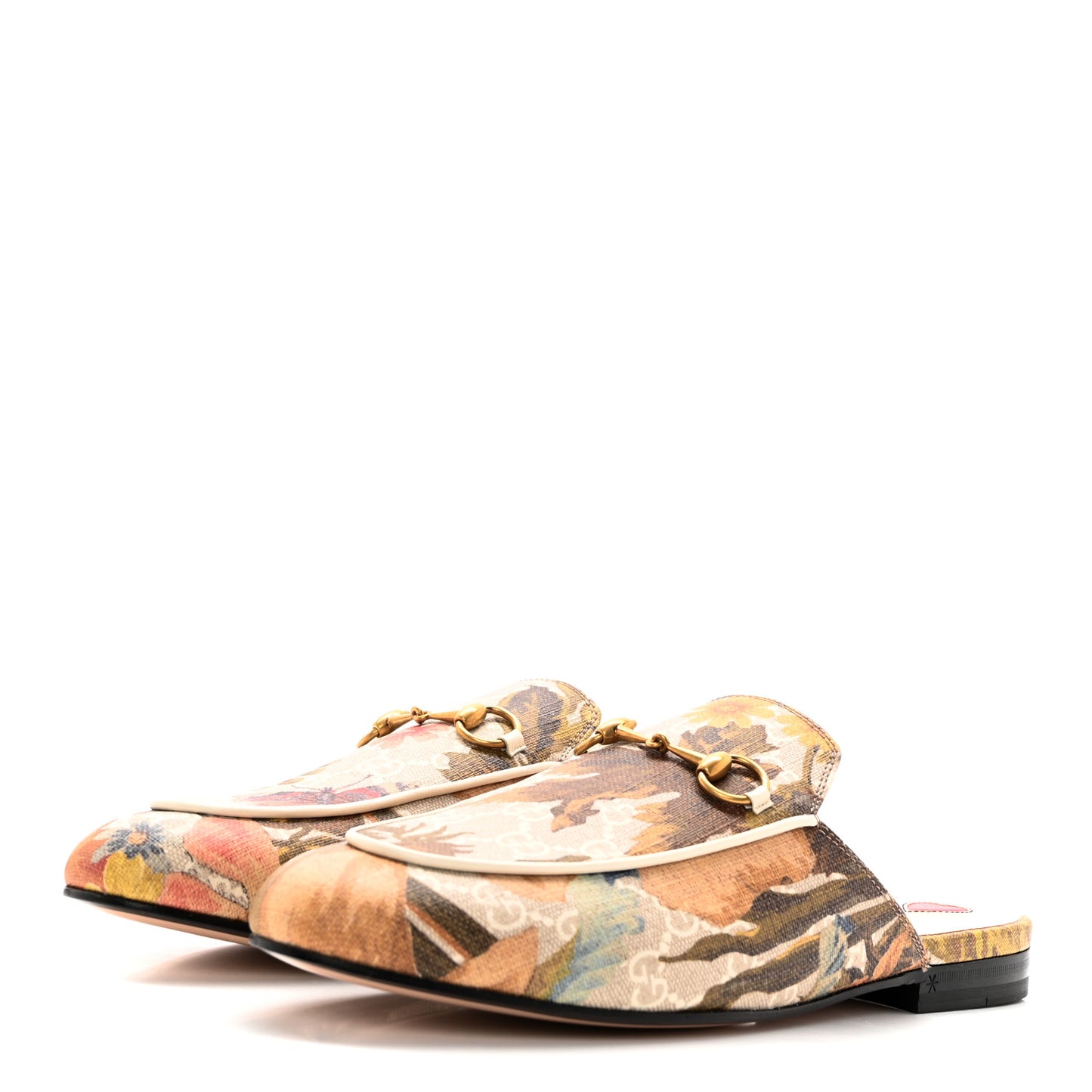 GG Supreme Monogram Malaga Kid Water Flora Womens Princetown Slippers 39 Beige White Multicolor Mystic White