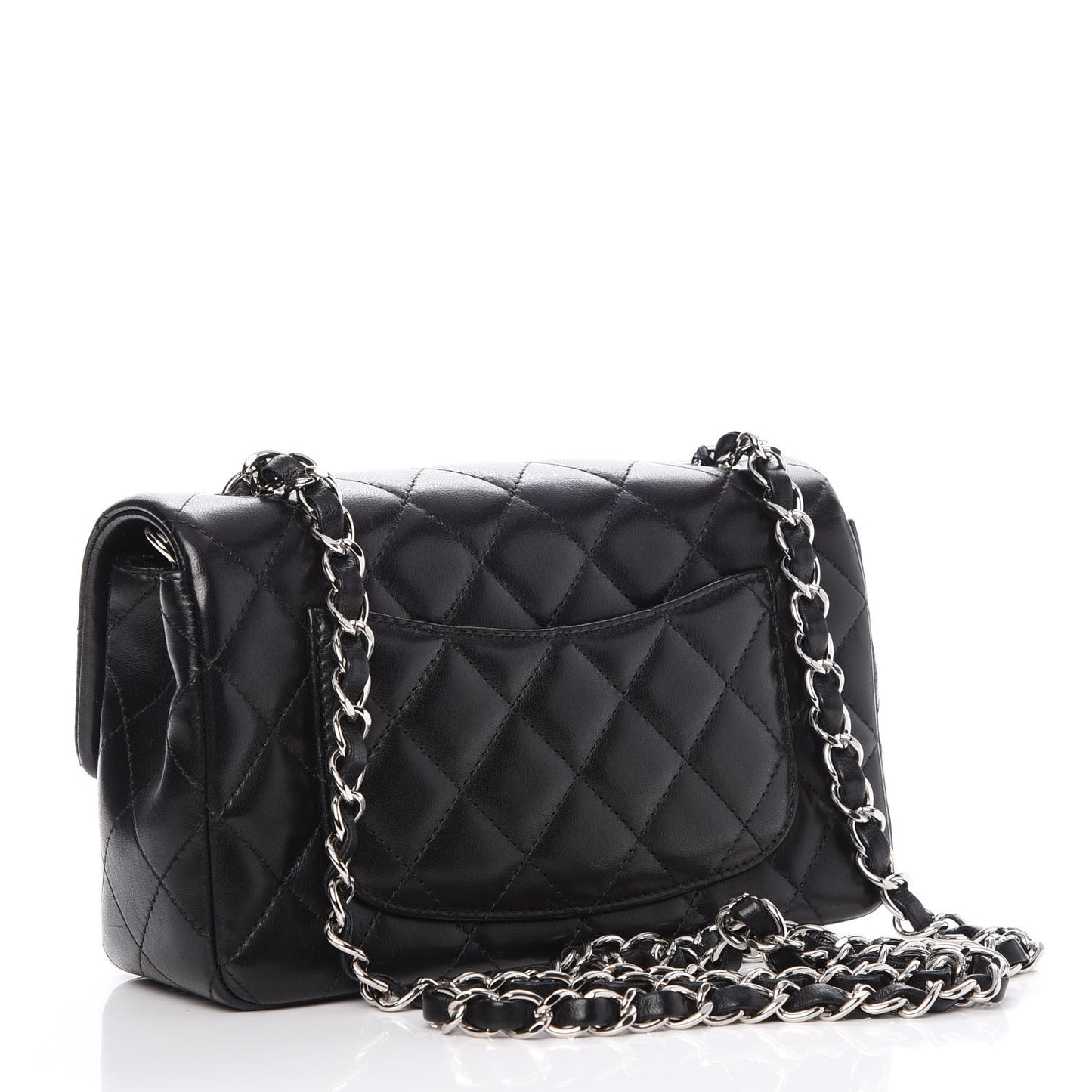Lambskin Quilted Mini Rectangular Flap Black